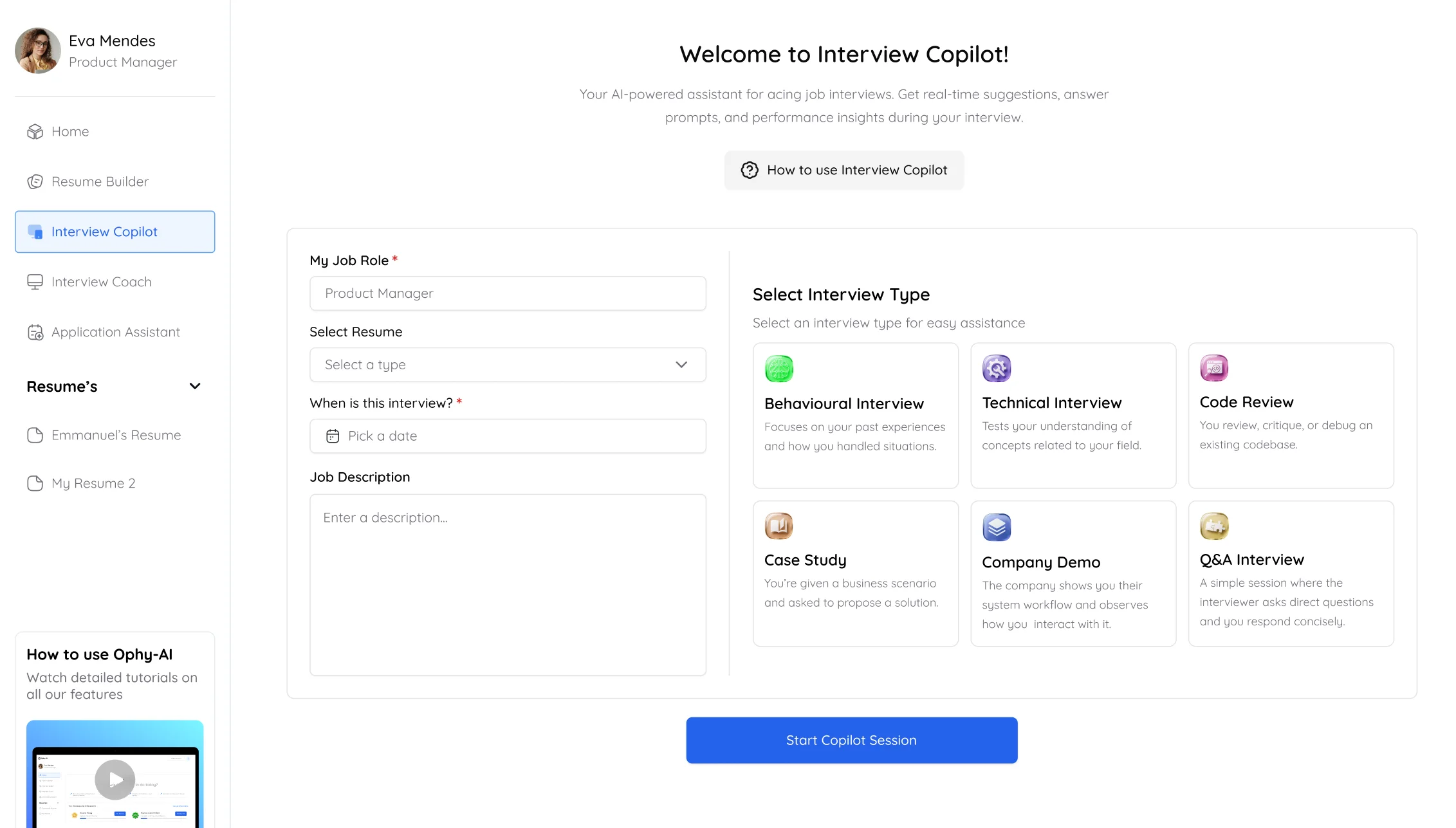 OphyAI app screenshot